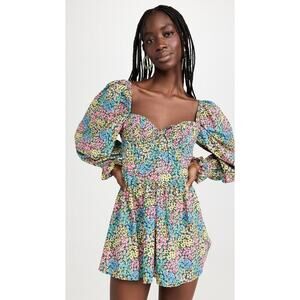 NWT For Love & Lemons Ruth Mini Dress in Blue Sz M